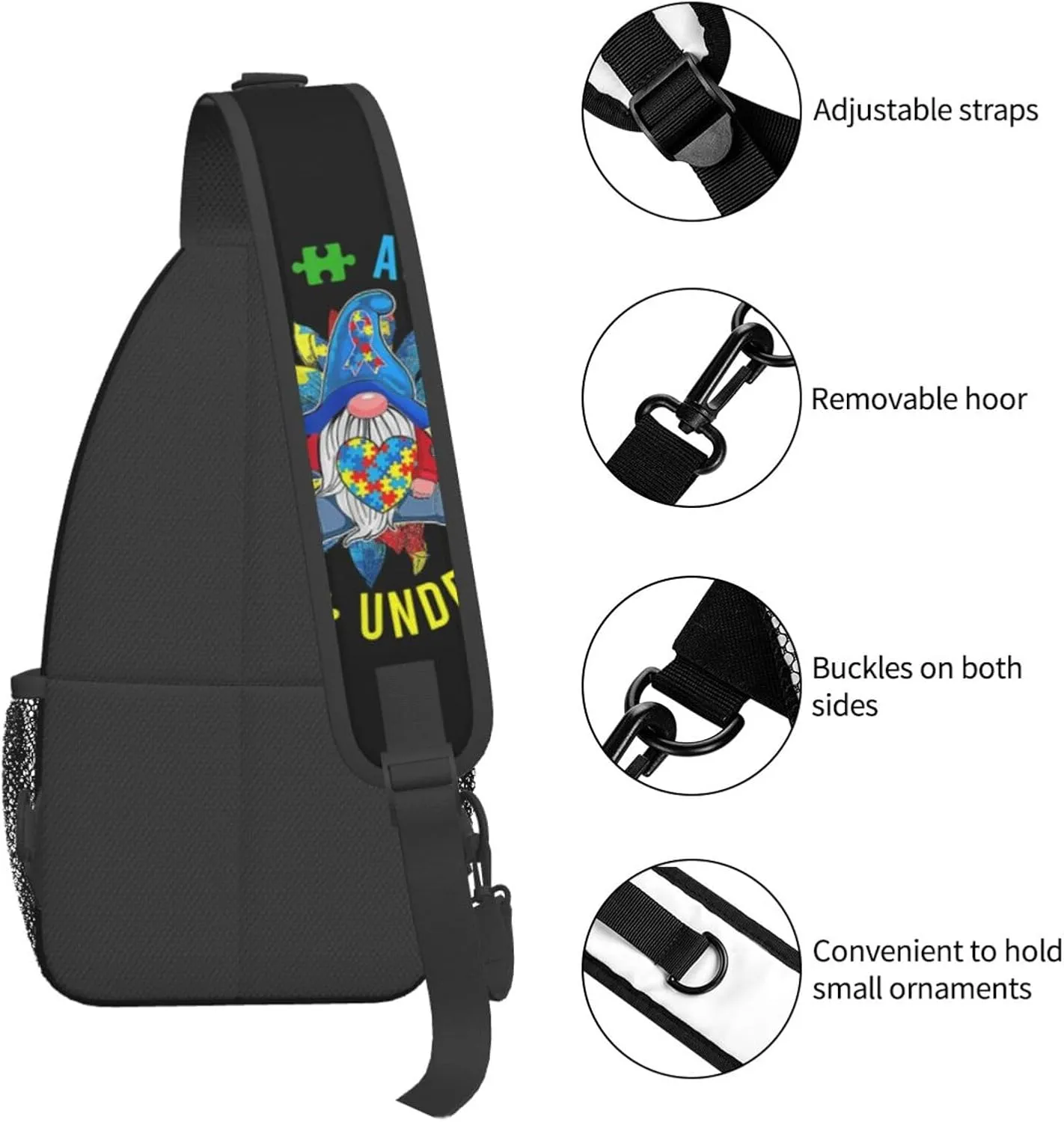 Be Anything Be Kind Autism Awareness Crossbody Bag Adjustable Sling Bag Casual Chest Bags Travel Shoulder Backpack