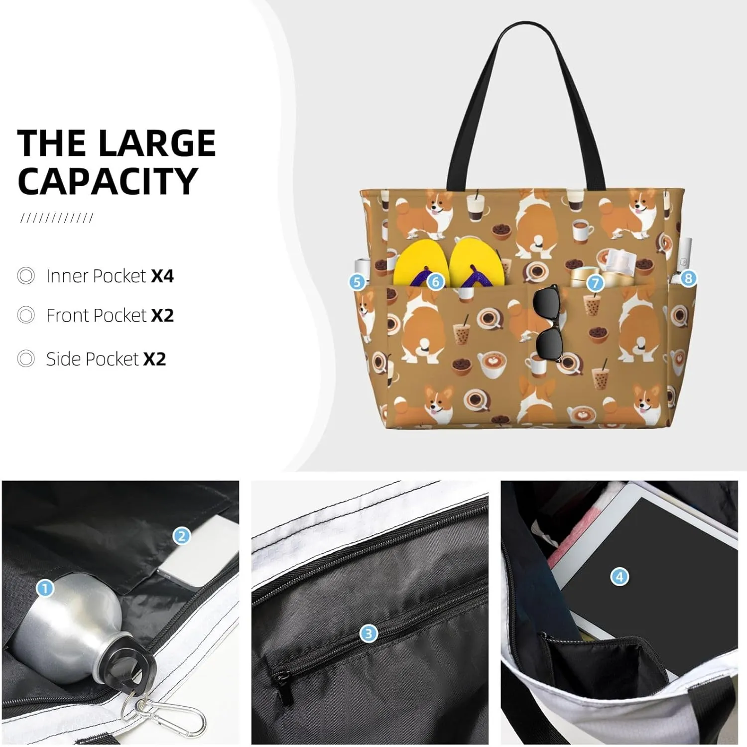 Beach Bags for Women Large Polyester Beach Tote Bag Beach Bags Waterproof Swim Pool Bag Beach Travel