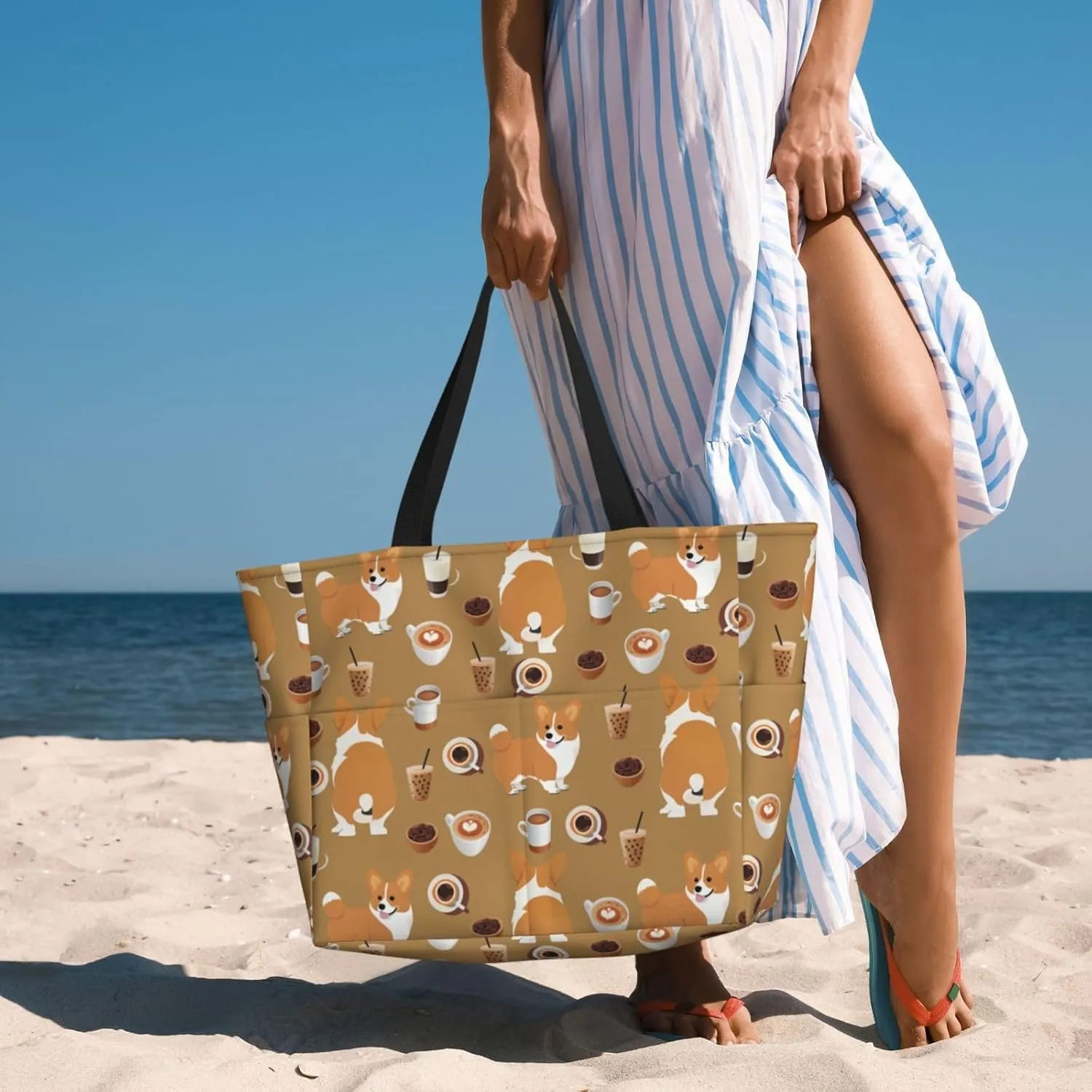 Beach Bags for Women Large Polyester Beach Tote Bag Beach Bags Waterproof Swim Pool Bag Beach Travel