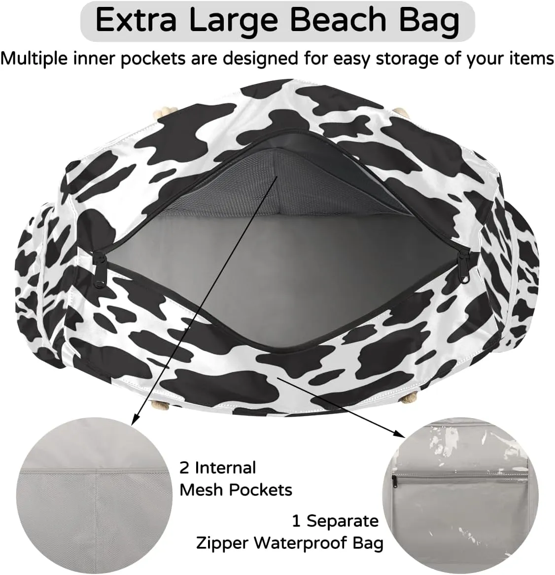 Beach Bags for Women, Large Waterproof Beach Tote Bag for Gym Grocery Travel