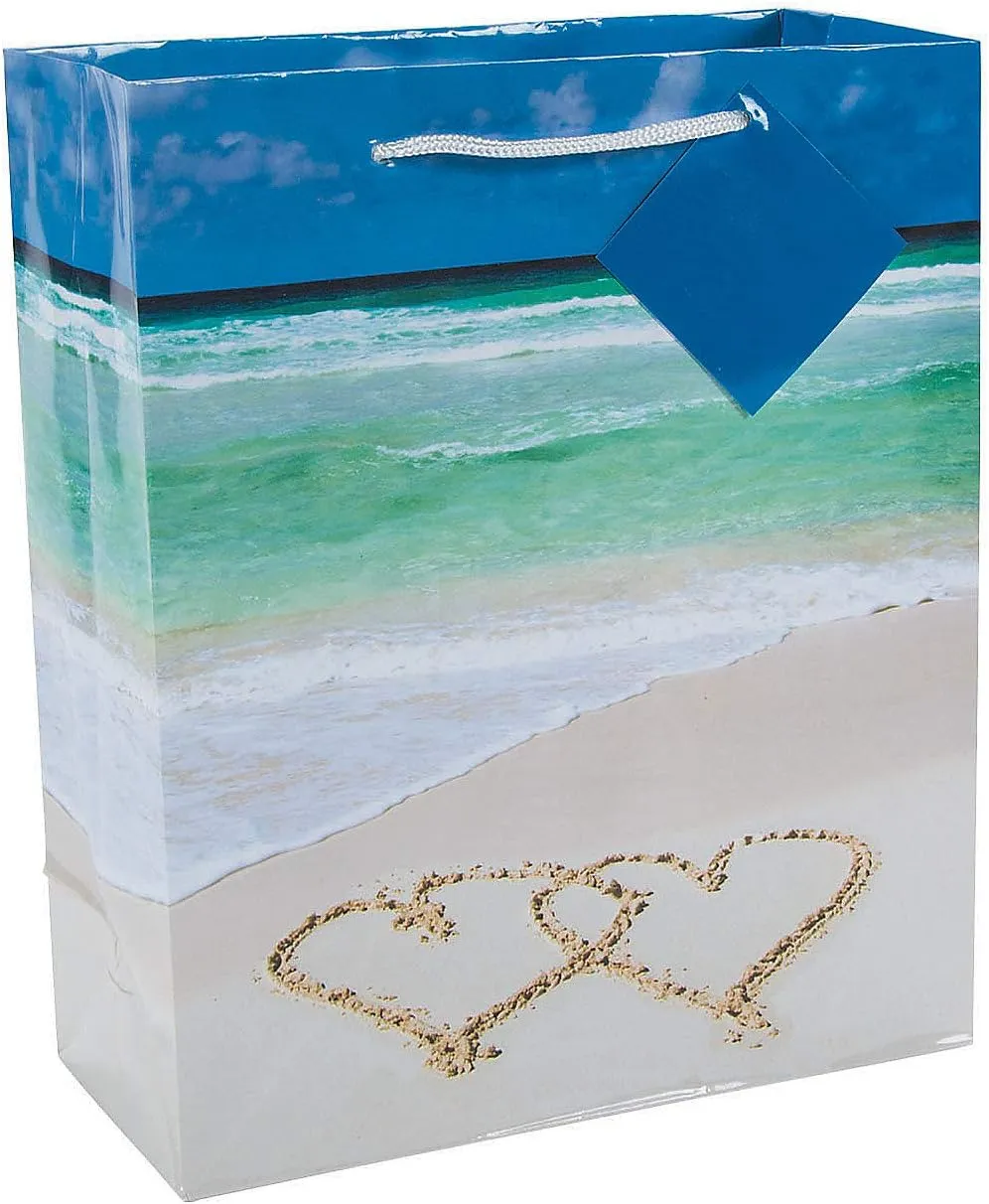 Beach Wedding Favors Bags - Set of 12 - Destination Wedding, Bridesmaid and Wedding Party Supplies and Gift Bags