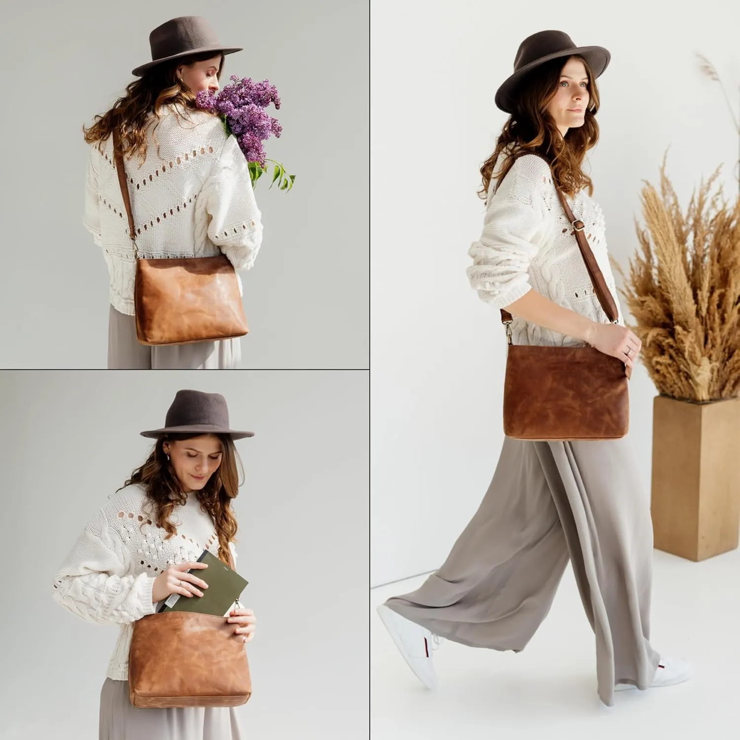 BERLINER BAGS Vintage Genuine Leather Shoulder Bag Marbella, Crossbody Purse for Women, Satchel Bag