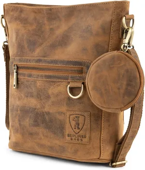 BERLINER BAGS Vintage Genuine Leather Shoulder Bag Siena, Handbag, Crossbody Bag for Women