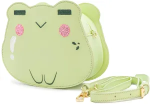 Bewaltz PU Leather Adjustable Strap Zipper Closure Handsome Frog Novelty Bag