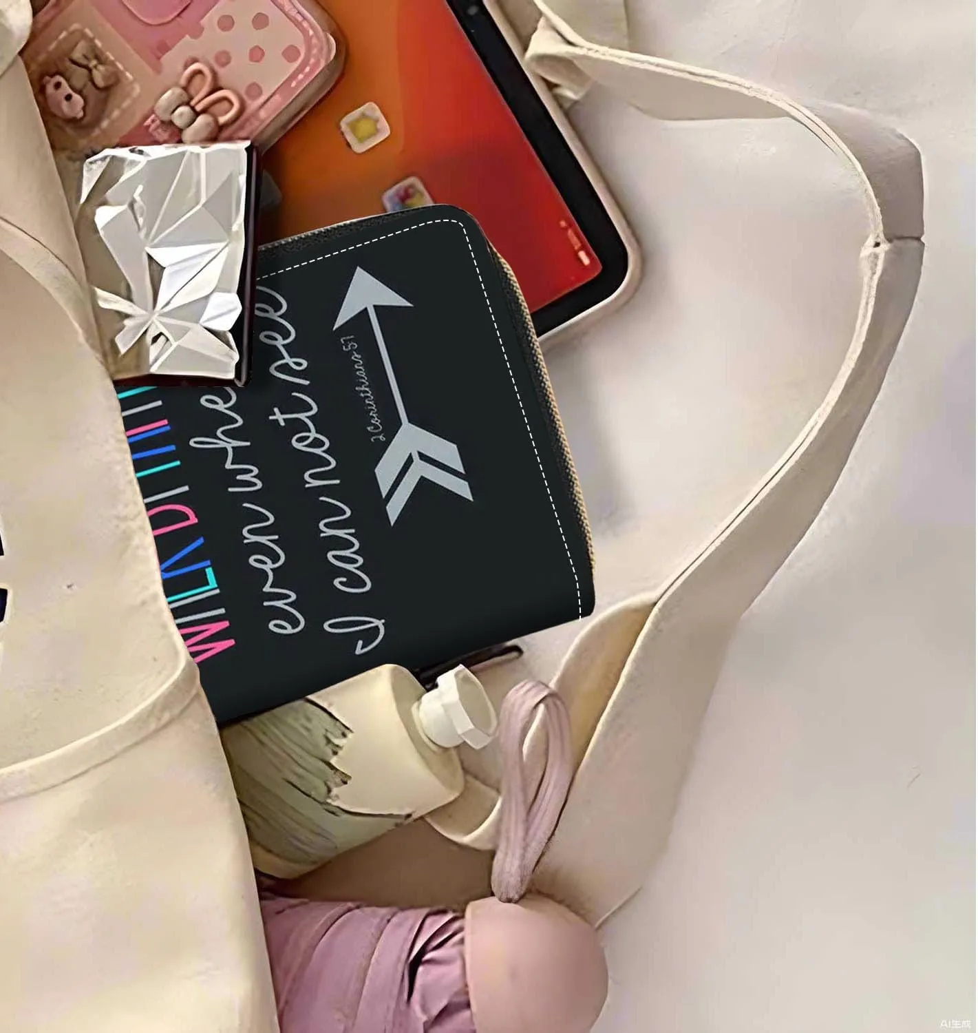Bible Verse 2 Corinthians 5:7 Print Wallet for Women Large Capacity Wallet Credit Card Holder PU Leather Zipper Clutch Purse Phone Wallet