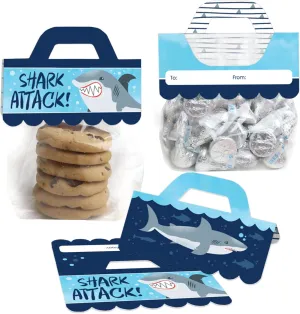 Big Dot of Happiness Shark Zone - DIY Jawsome Shark Party or Birthday Party Clear Goodie Favor Bag Labels - Candy Bags with Toppers - Set of 24
