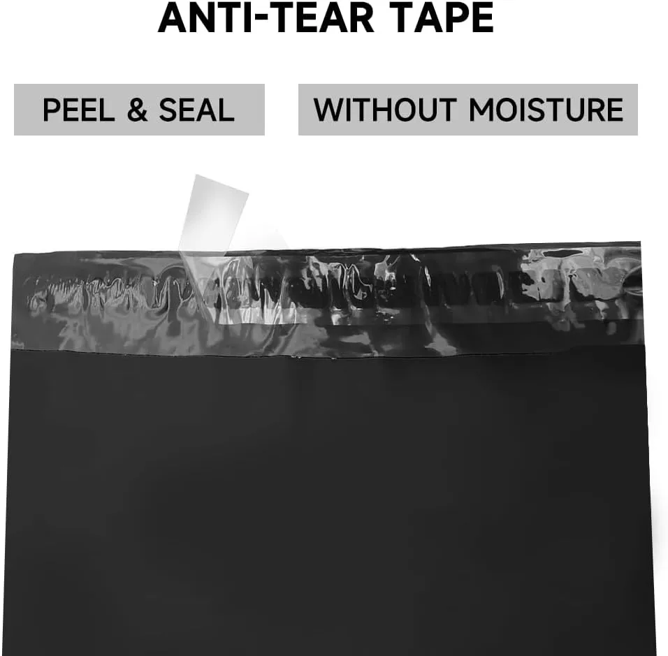 Black 12x15.5 inches 200 Pack Poly Mailers - Self-Adhesive, Lightweight, Tear-Resistant Shipping Bags for Small Business