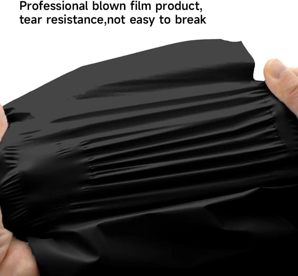 Black 12x15.5 inches 200 Pack Poly Mailers - Self-Adhesive, Lightweight, Tear-Resistant Shipping Bags for Small Business