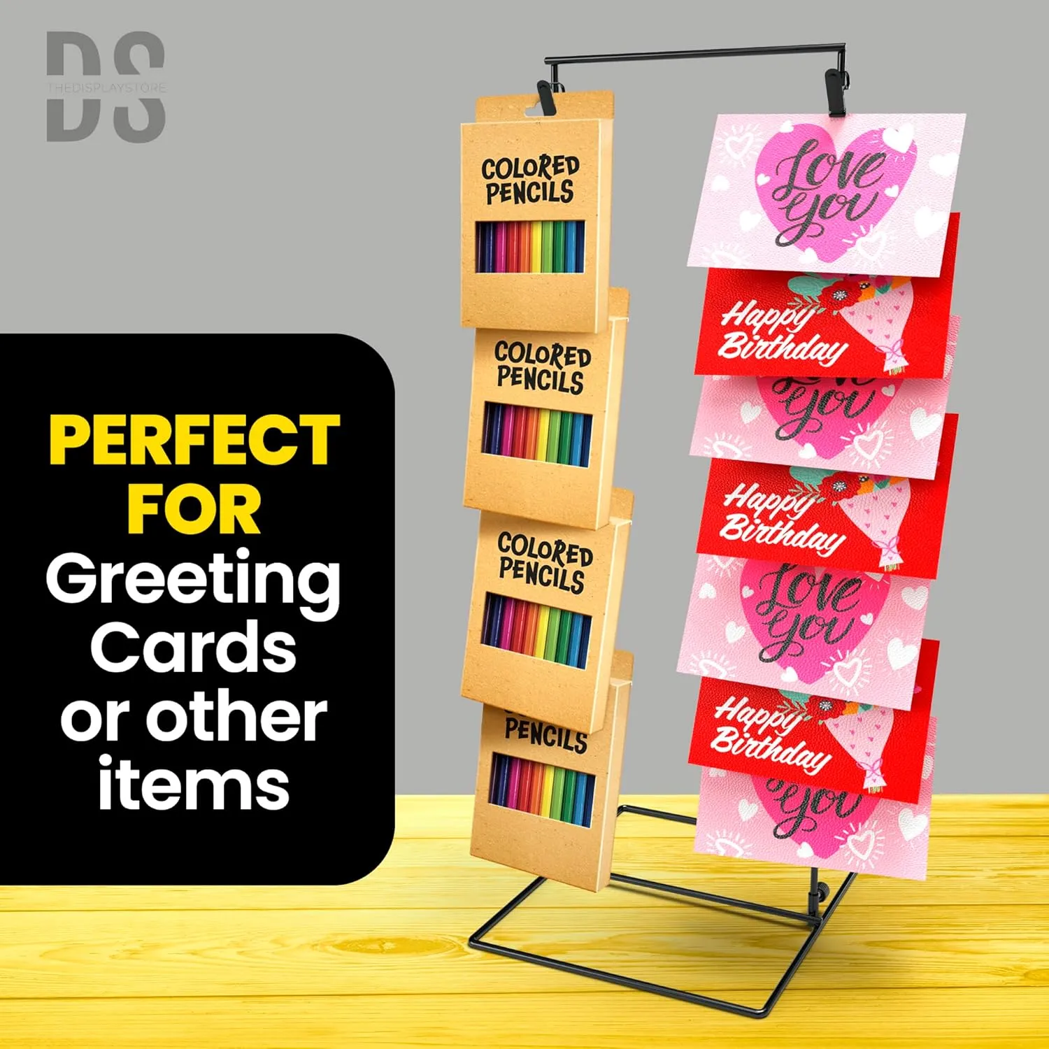 Black 2-Row Potato Chip Rack Display Stand with 26 Clips, Snack Retail Display Rack, Chip Stand Display for Party, Countertop Chip Bag Holder, Snack Display for Counter