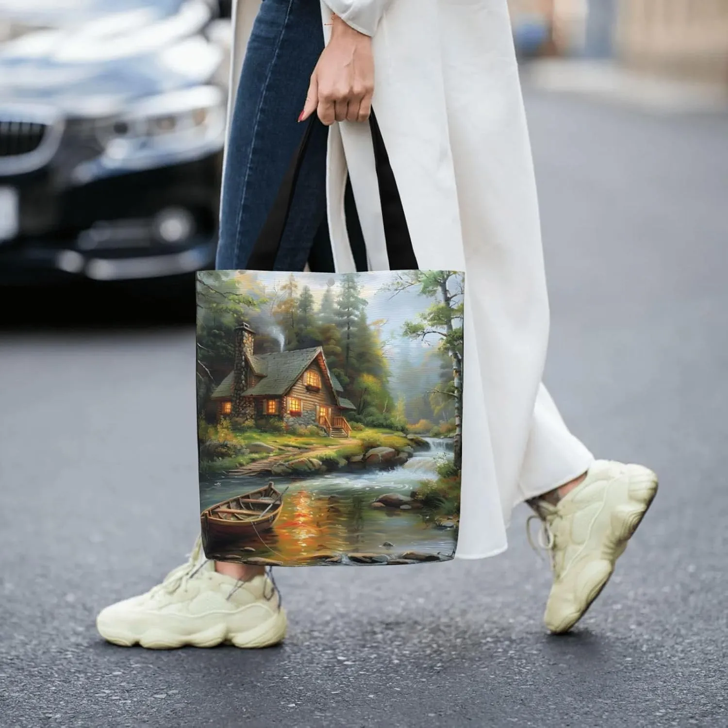 Black Flag Usa Canvas Shoulder Bag Reusable Tote Bag Soft Lightweight Cloth Bags For Women Girls Lady Casual
