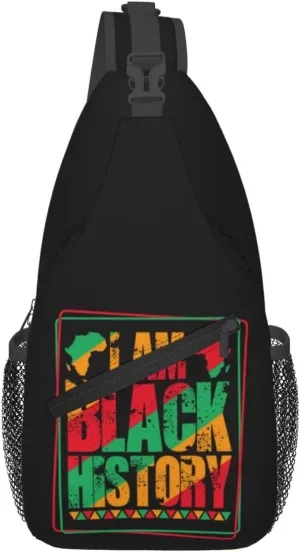 Black History Month Crossbody Bag Adjustable Sling Bag Casual Chest Bags Travel Shoulder Backpack