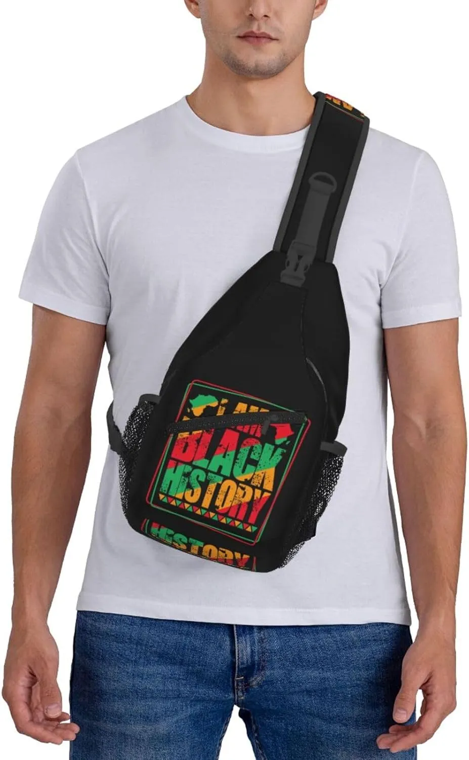 Black History Month Crossbody Bag Adjustable Sling Bag Casual Chest Bags Travel Shoulder Backpack