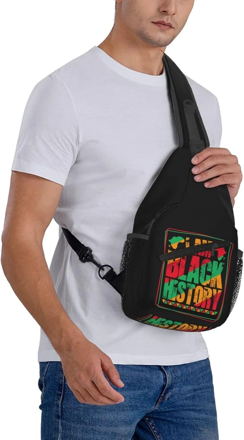 Black History Month Crossbody Bag Adjustable Sling Bag Casual Chest Bags Travel Shoulder Backpack