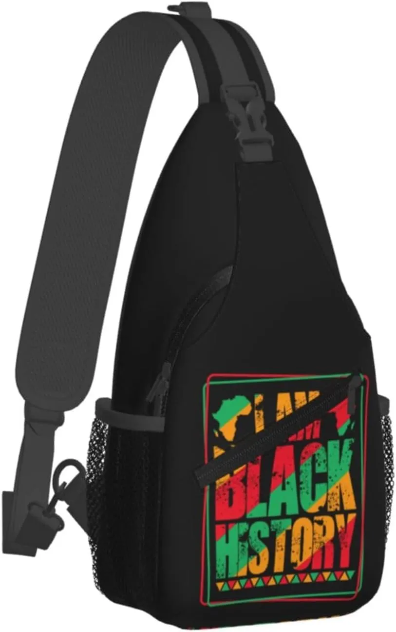 Black History Month Crossbody Bag Adjustable Sling Bag Casual Chest Bags Travel Shoulder Backpack