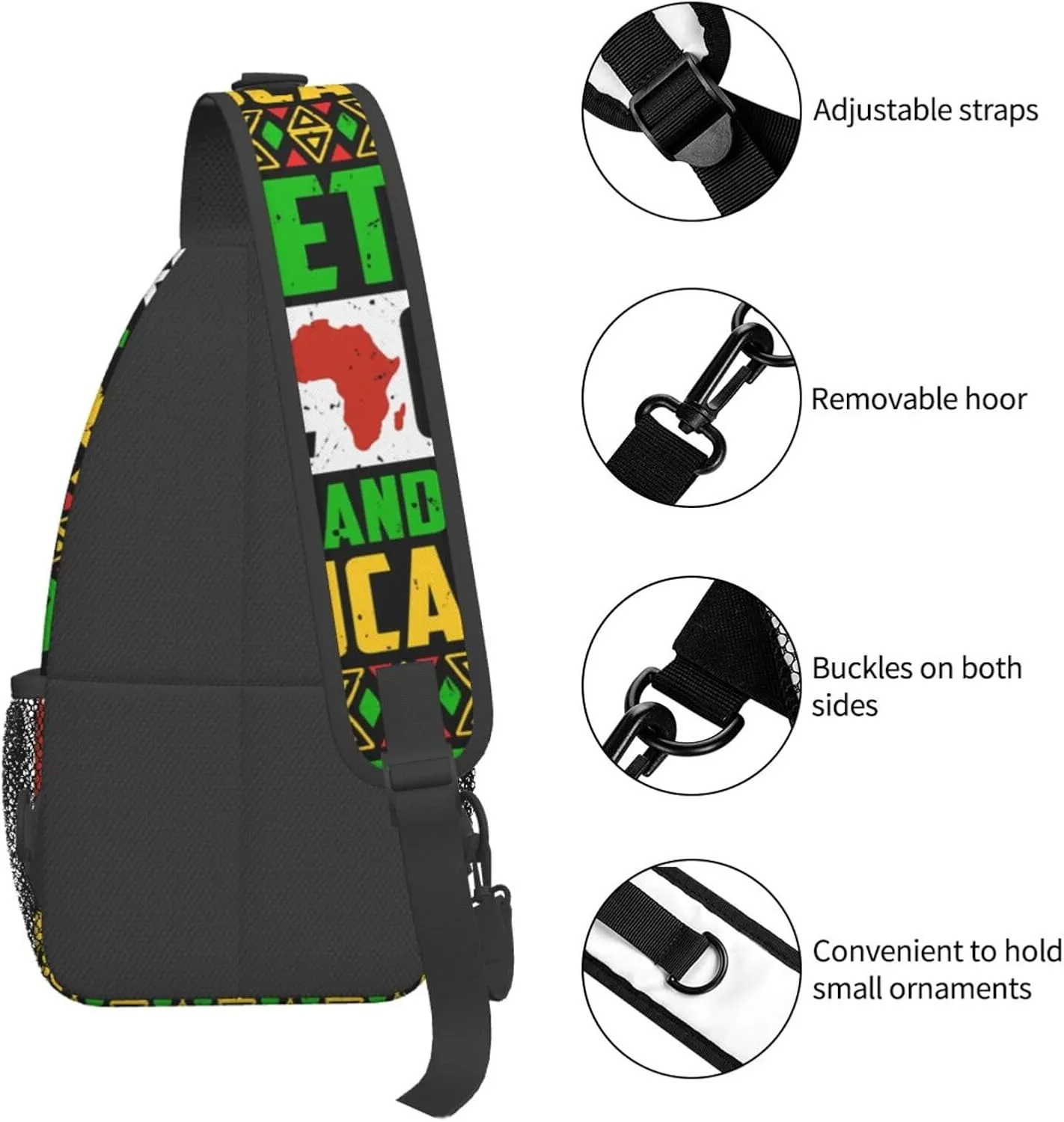 Black History Month Sling Bag Adjustable Crossbody Bag Casual Chest Bags Travel Shoulder Backpack For Women Men