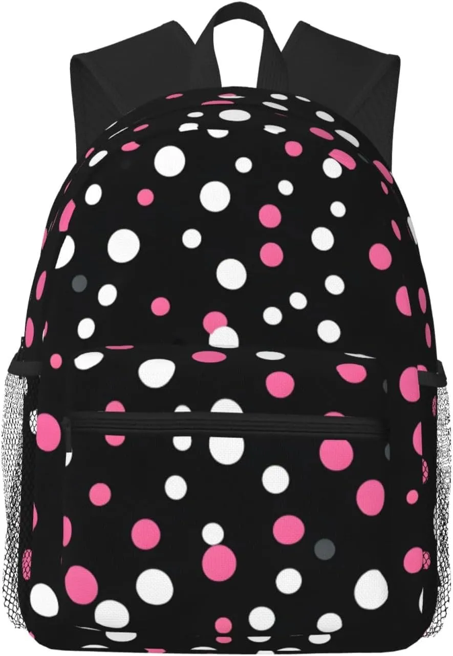 Black Polka Dots Men Women Office Laptop Backpack,Work Bag 15.7 Inch Business Travel Bags Large Capacity