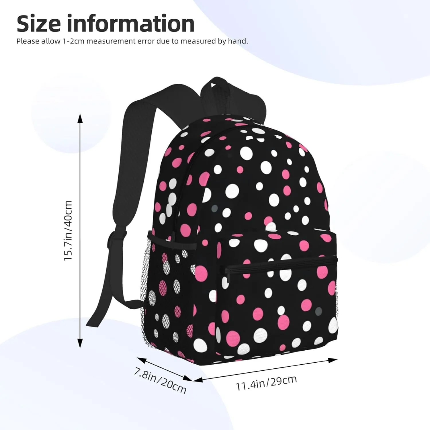 Black Polka Dots Men Women Office Laptop Backpack,Work Bag 15.7 Inch Business Travel Bags Large Capacity