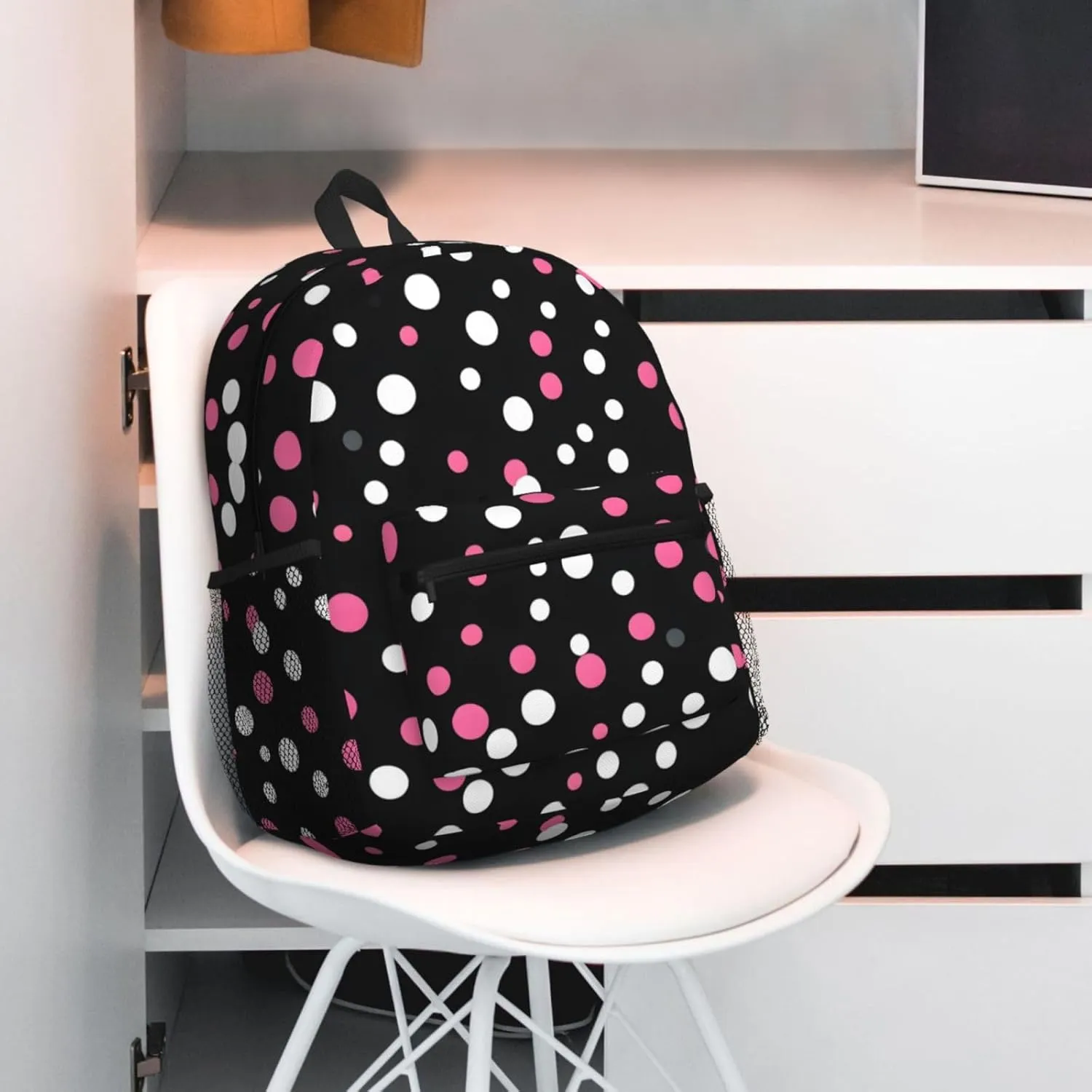 Black Polka Dots Men Women Office Laptop Backpack,Work Bag 15.7 Inch Business Travel Bags Large Capacity
