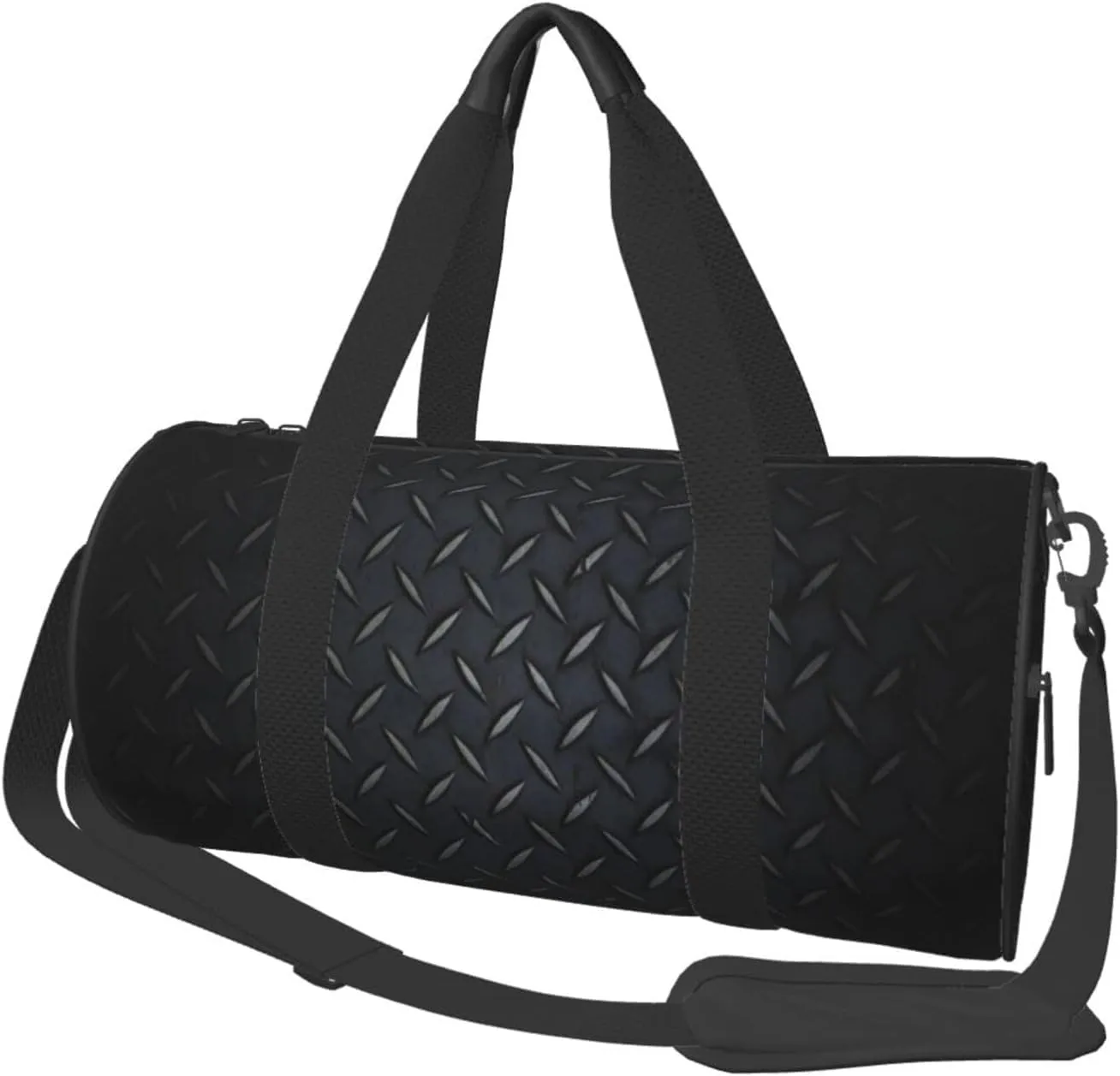 Black Steel Duffel Tote for Men and Women Backpacking Travel and Storage Shoulder Bag