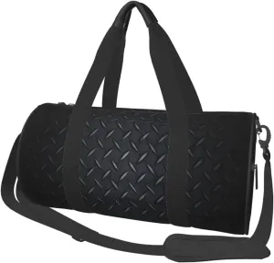 Black Steel Duffel Tote for Men and Women Backpacking Travel and Storage Shoulder Bag