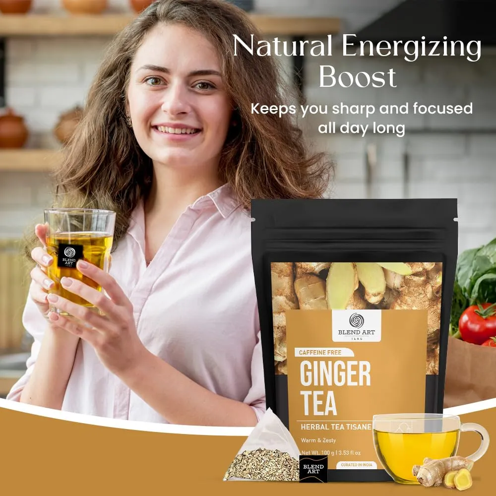 Blendart - Ginger Tea Bags, 100Teabags, 2g/bag - Premium Ginger Root Tea Bag - Warm & Spicy - Non-GMO - Caffeine-free - Support Digestion & Boost Immunity