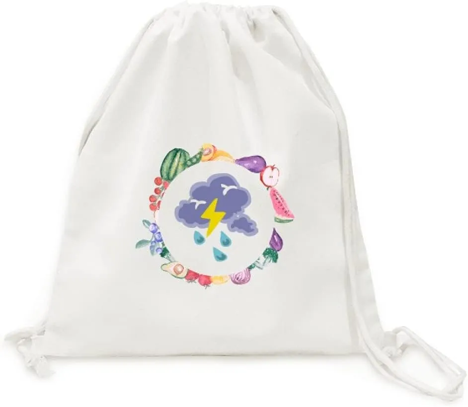 Blink Icon Thunder Sign Canvas Fabric Vegetable Fruit Folding Cinch Bag