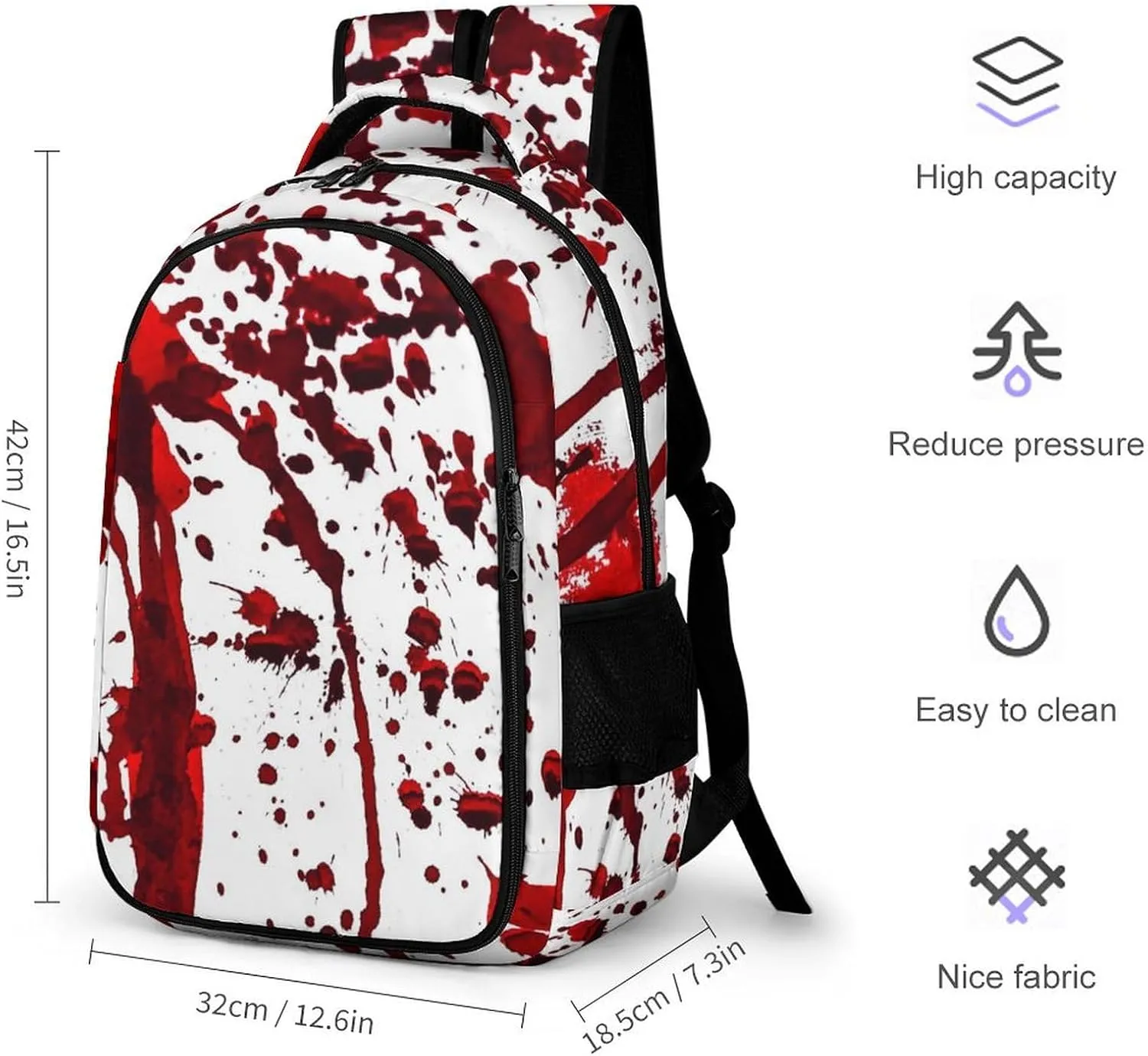 Bloody Red Halloween Laptop Backpack Scary Horror Season Travel Bags Daypack Durable Work Camping Hiking Back Packs for Women Men