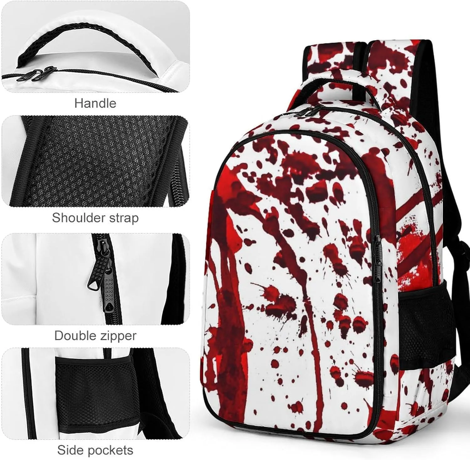 Bloody Red Halloween Laptop Backpack Scary Horror Season Travel Bags Daypack Durable Work Camping Hiking Back Packs for Women Men