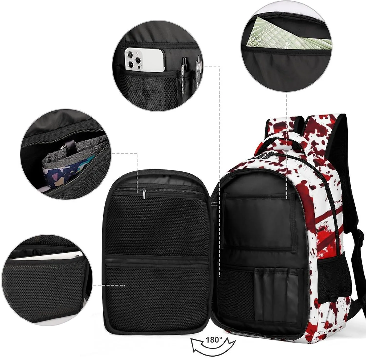 Bloody Red Halloween Laptop Backpack Scary Horror Season Travel Bags Daypack Durable Work Camping Hiking Back Packs for Women Men