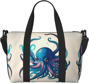 Blue and purple Octopus Duffel Bags for Traveling - Lightweight Personal Item Travel Bags, Gym Bags for Men and Women