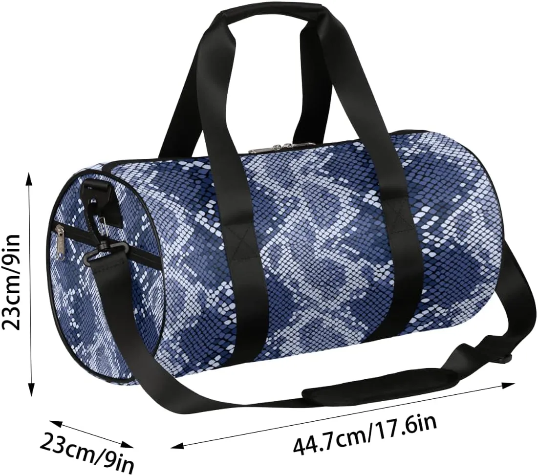Blue Reptile Animal Print Gym Bag Small Gym Duffel Bags for Men Women Overnight Weekender Bags Lightweight Sport Duffle Bag Carry On Gymbag