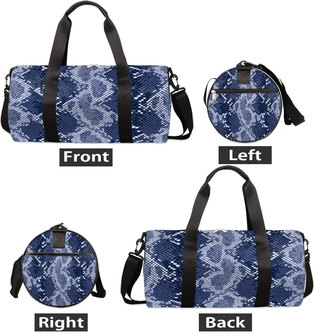 Blue Reptile Animal Print Gym Bag Small Gym Duffel Bags for Men Women Overnight Weekender Bags Lightweight Sport Duffle Bag Carry On Gymbag