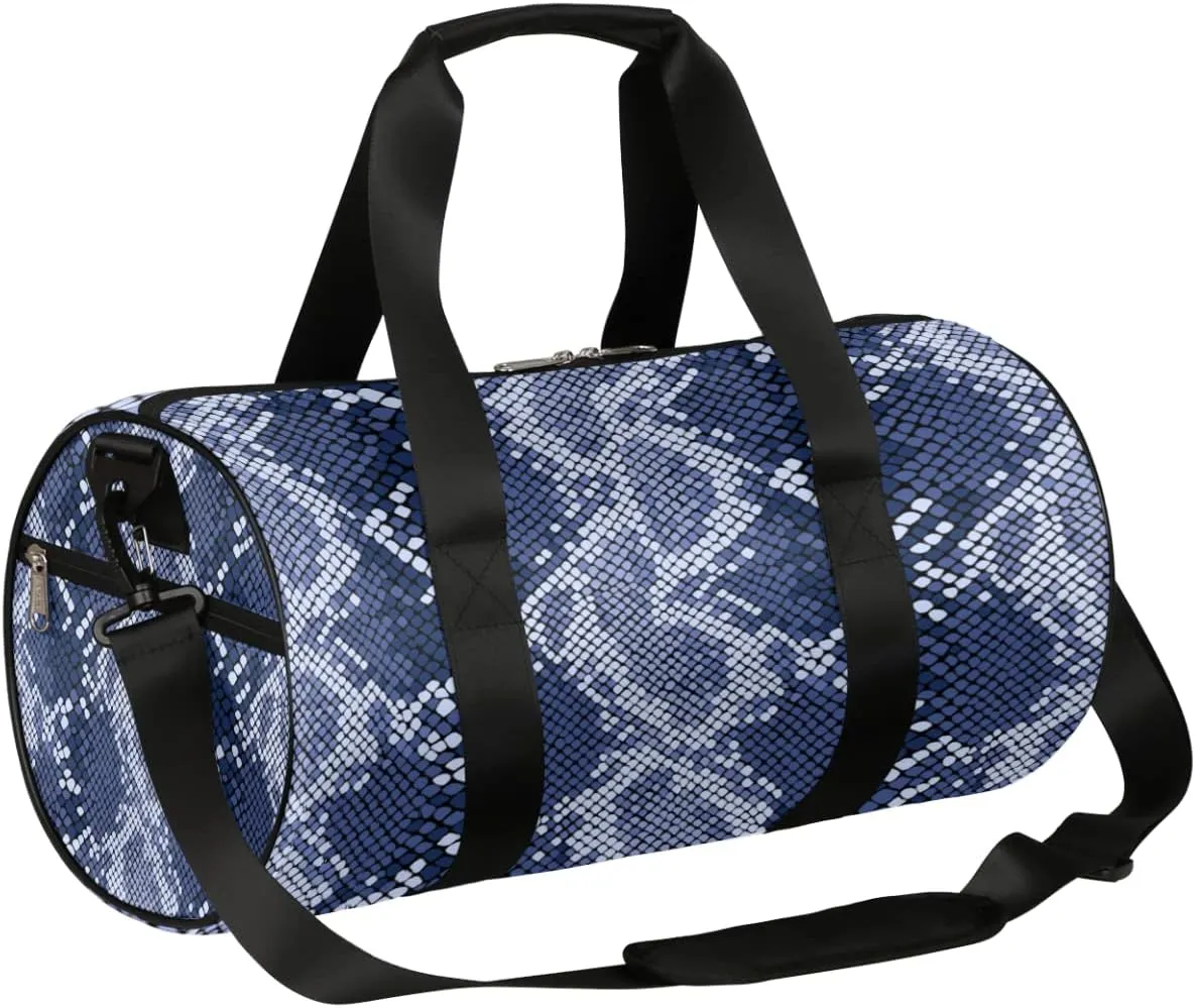 Blue Reptile Animal Print Gym Bag Small Gym Duffel Bags for Men Women Overnight Weekender Bags Lightweight Sport Duffle Bag Carry On Gymbag