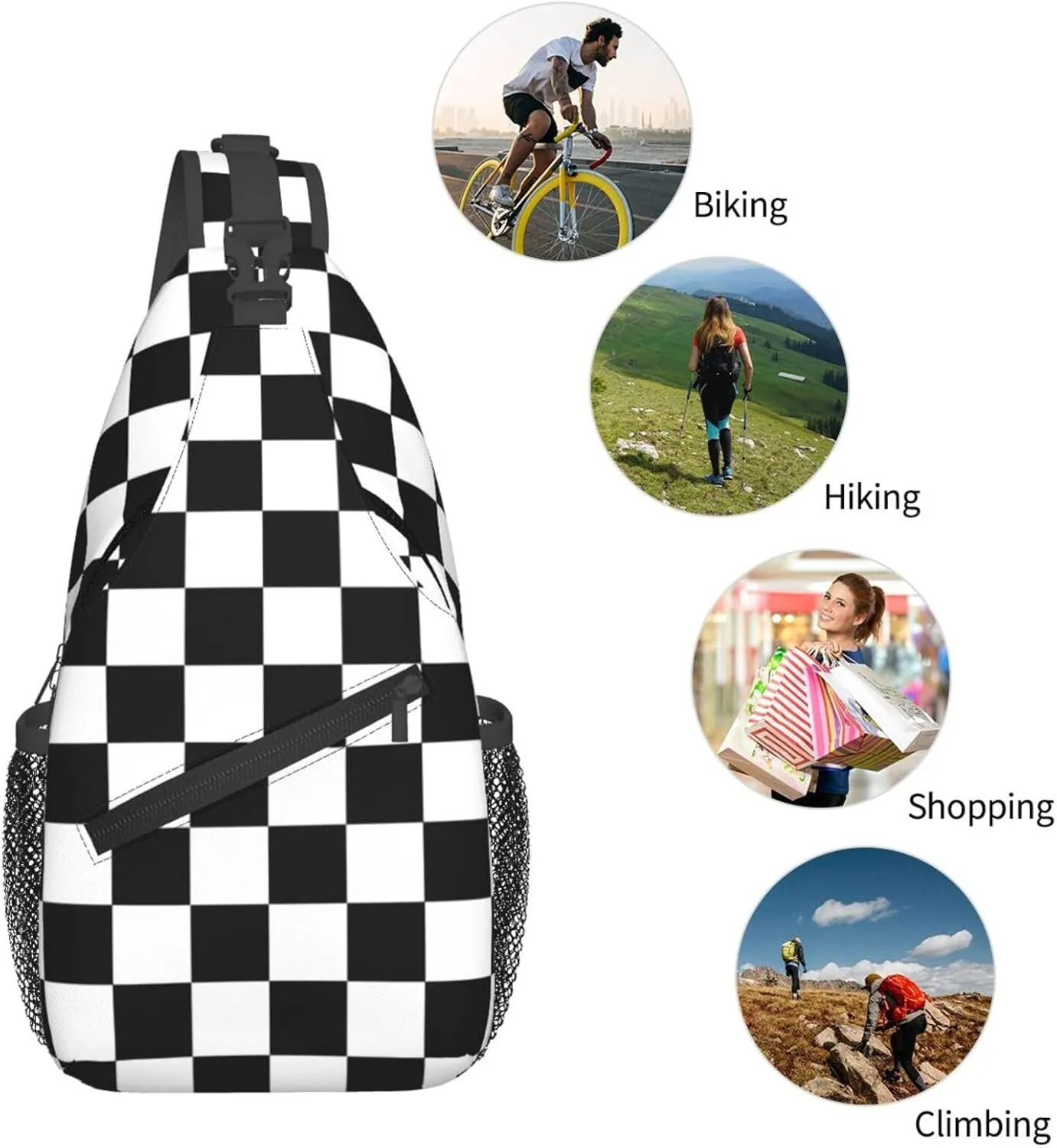 Boho Mandala Abstract Flower Sling Bag Adjustable Crossbody Bag Casual Chest Bags Travel Shoulder Backpack