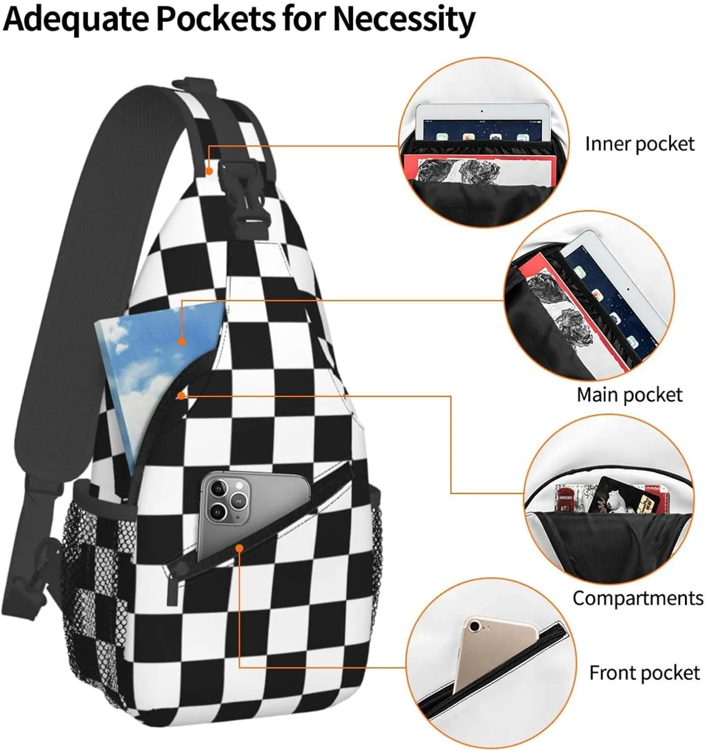 Boho Mandala Abstract Flower Sling Bag Adjustable Crossbody Bag Casual Chest Bags Travel Shoulder Backpack