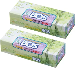 BOS Amazing Odor Sealing Disposable Bags for Diapers, Ostomy Bags, Pet Waste or any Sanitary Product Disposal -Durable and Unscented [Size:L, Color:White] (60 count, Pack of 2) (120 Bags)