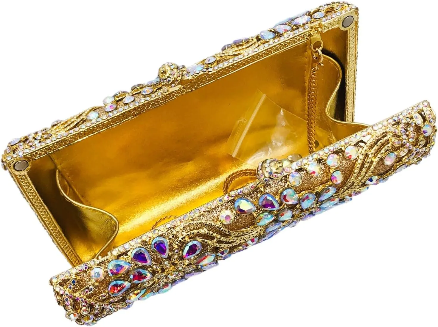 Boutique De FGG Flower Formal Crystal Clutch Purses for Women Evening Handbags Bridal Floral Rhinestones Clutch Bag,Mini