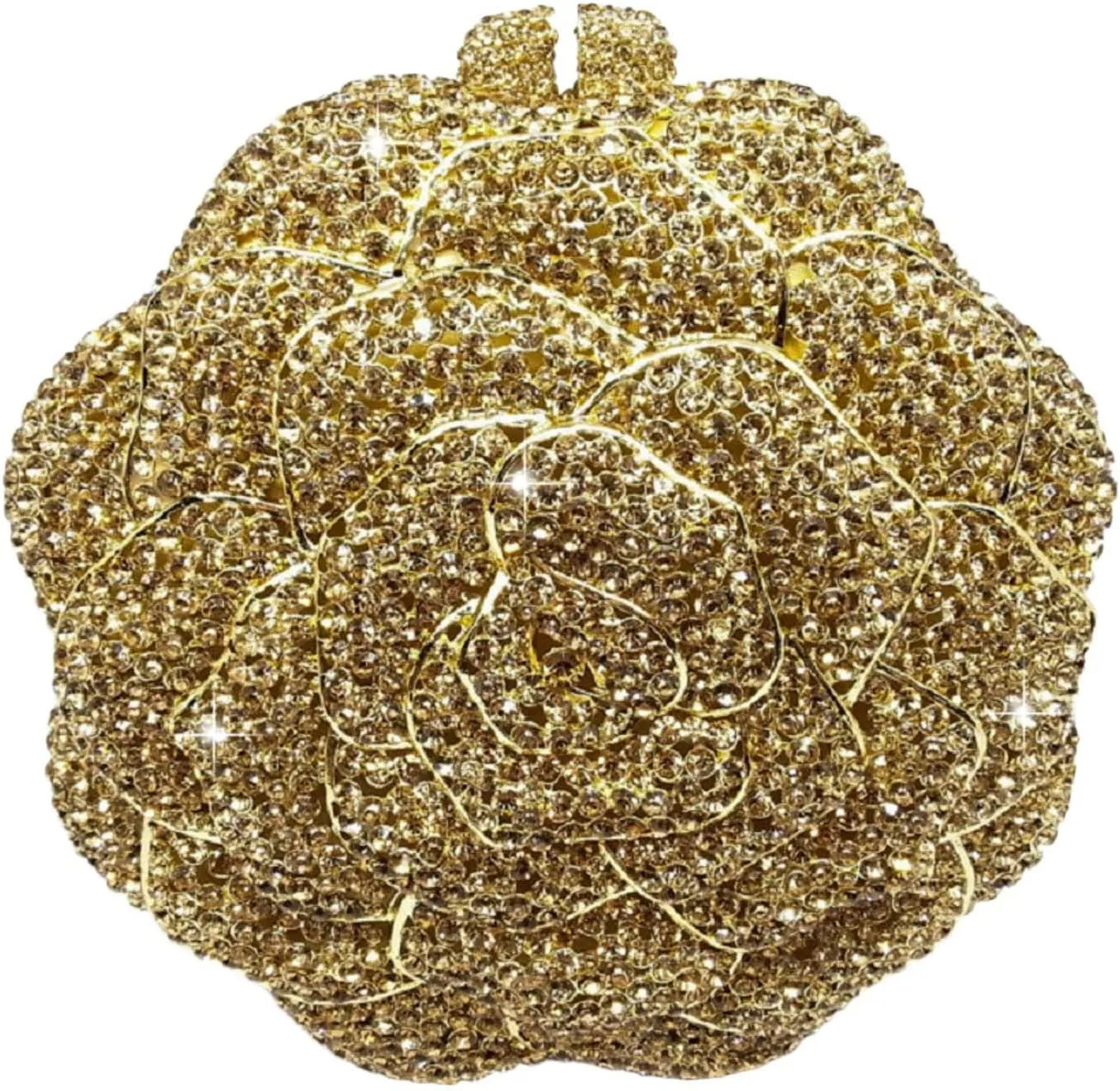 Boutique De FGG Rose Crystal Clutch Purse Women Flower Evening Bag Wedding Party Prom Bridal Rhinestone Floral Handbag,Mini