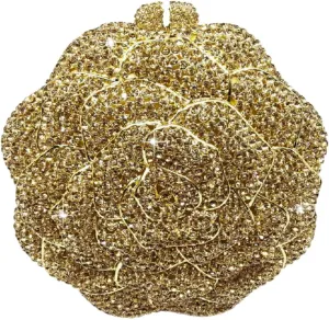 Boutique De FGG Rose Crystal Clutch Purse Women Flower Evening Bag Wedding Party Prom Bridal Rhinestone Floral Handbag,Mini