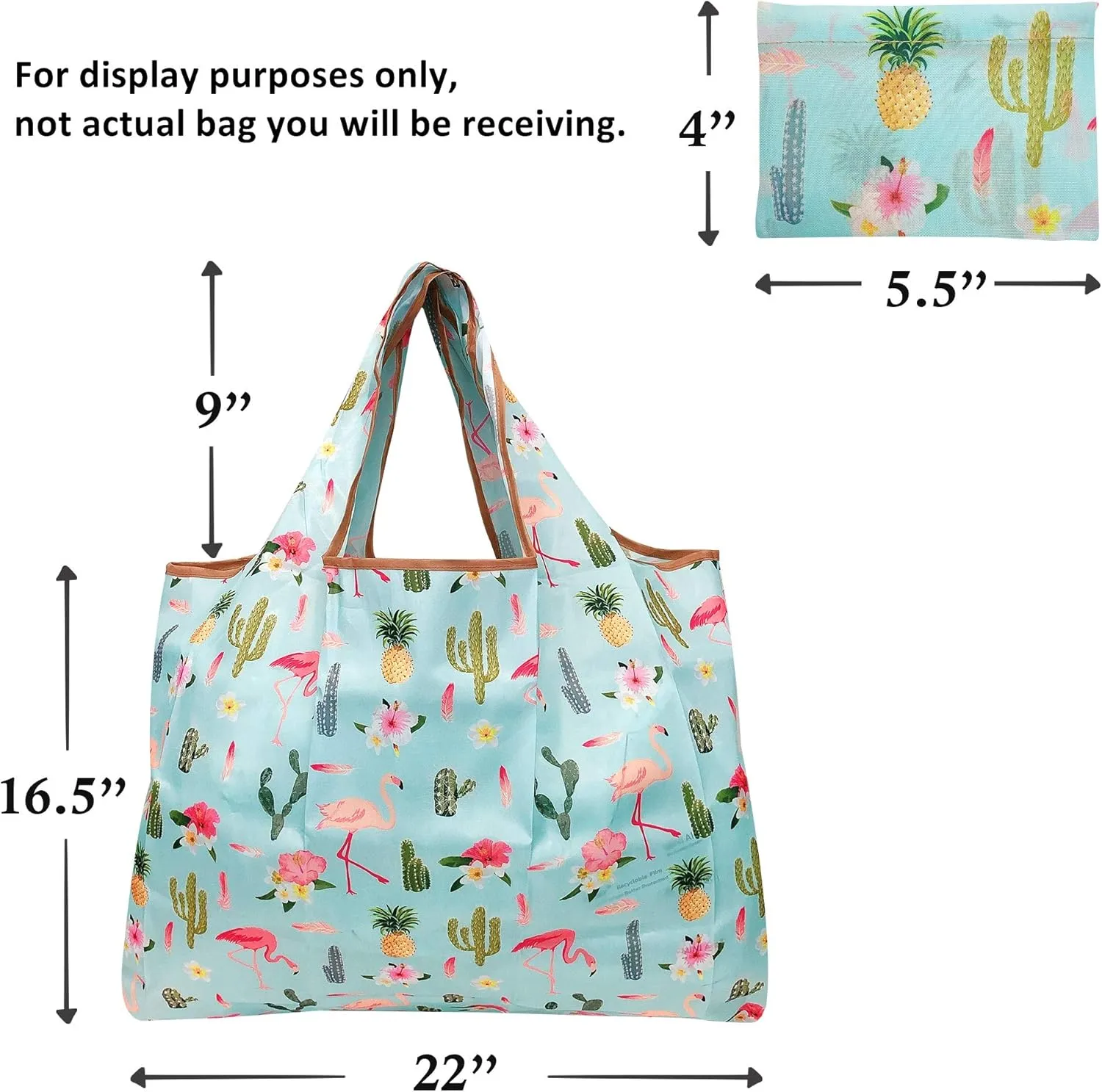 Bowbear Foldable Nylon Reusable Shopping Grocery Bag (Set of 3), Silly Cats & Floral Cats