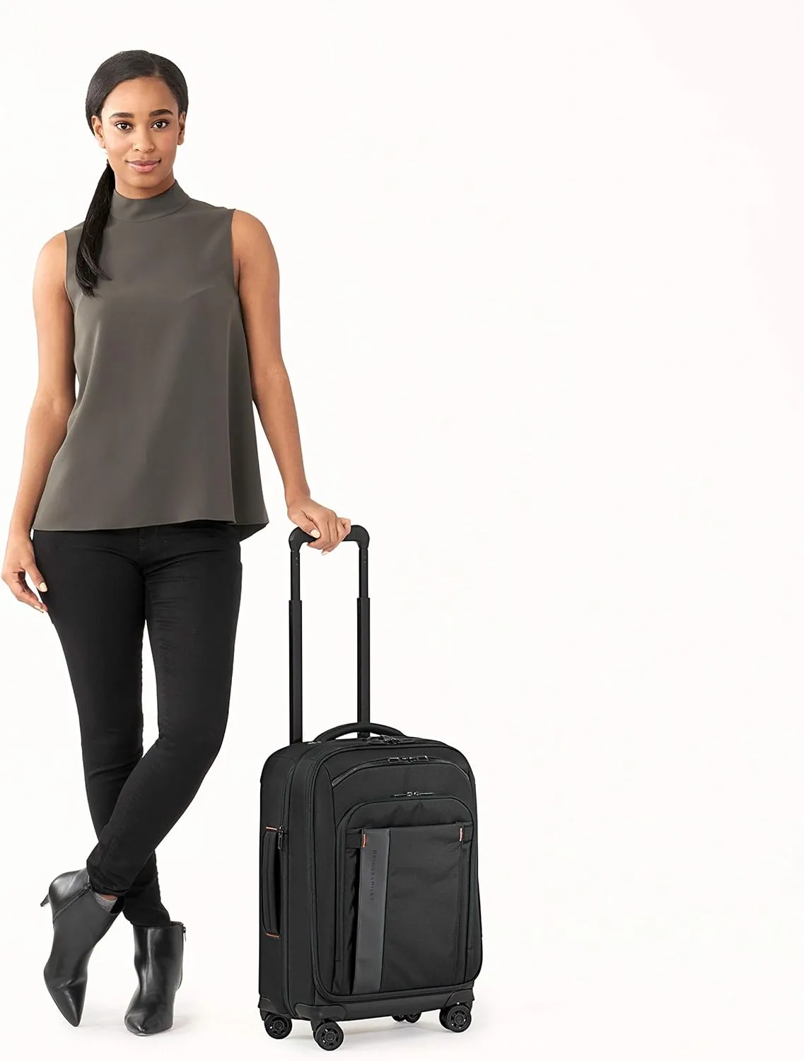 Briggs & Riley International 21" Carry On Expandable Spinner - Luggage for Travel, Suitcases with Wheels, Softside Rolling Bag for Men & Women, Self-Repairing Zipper - ZDX Collection, Black