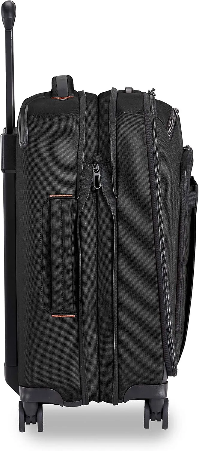Briggs & Riley International 21" Carry On Expandable Spinner - Luggage for Travel, Suitcases with Wheels, Softside Rolling Bag for Men & Women, Self-Repairing Zipper - ZDX Collection, Black