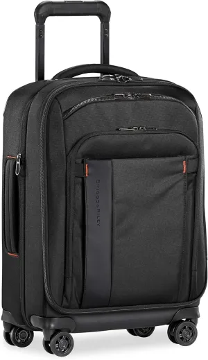 Briggs & Riley International 21" Carry On Expandable Spinner - Luggage for Travel, Suitcases with Wheels, Softside Rolling Bag for Men & Women, Self-Repairing Zipper - ZDX Collection, Black