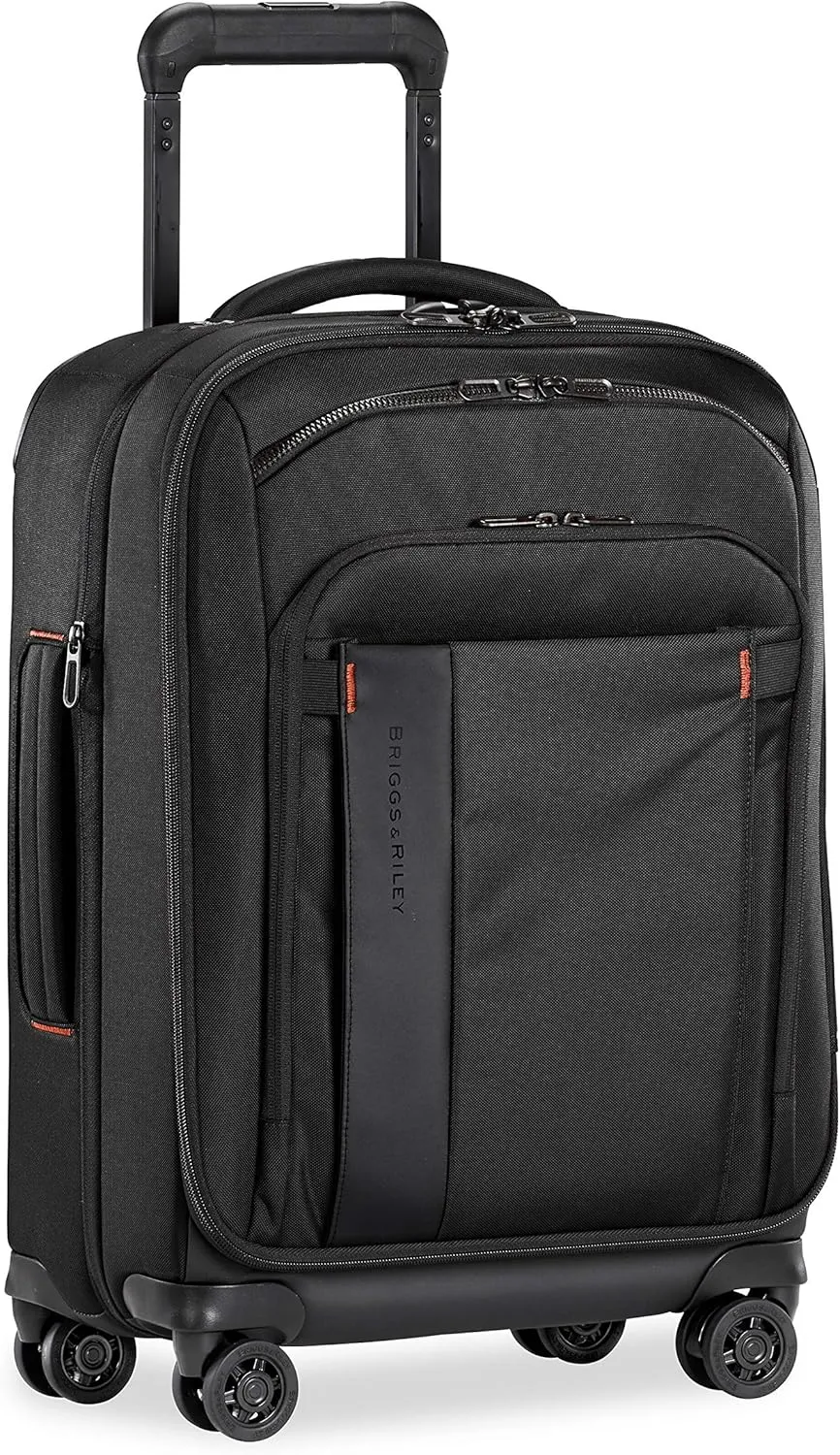 Briggs & Riley International 21" Carry On Expandable Spinner - Luggage for Travel, Suitcases with Wheels, Softside Rolling Bag for Men & Women, Self-Repairing Zipper - ZDX Collection, Black