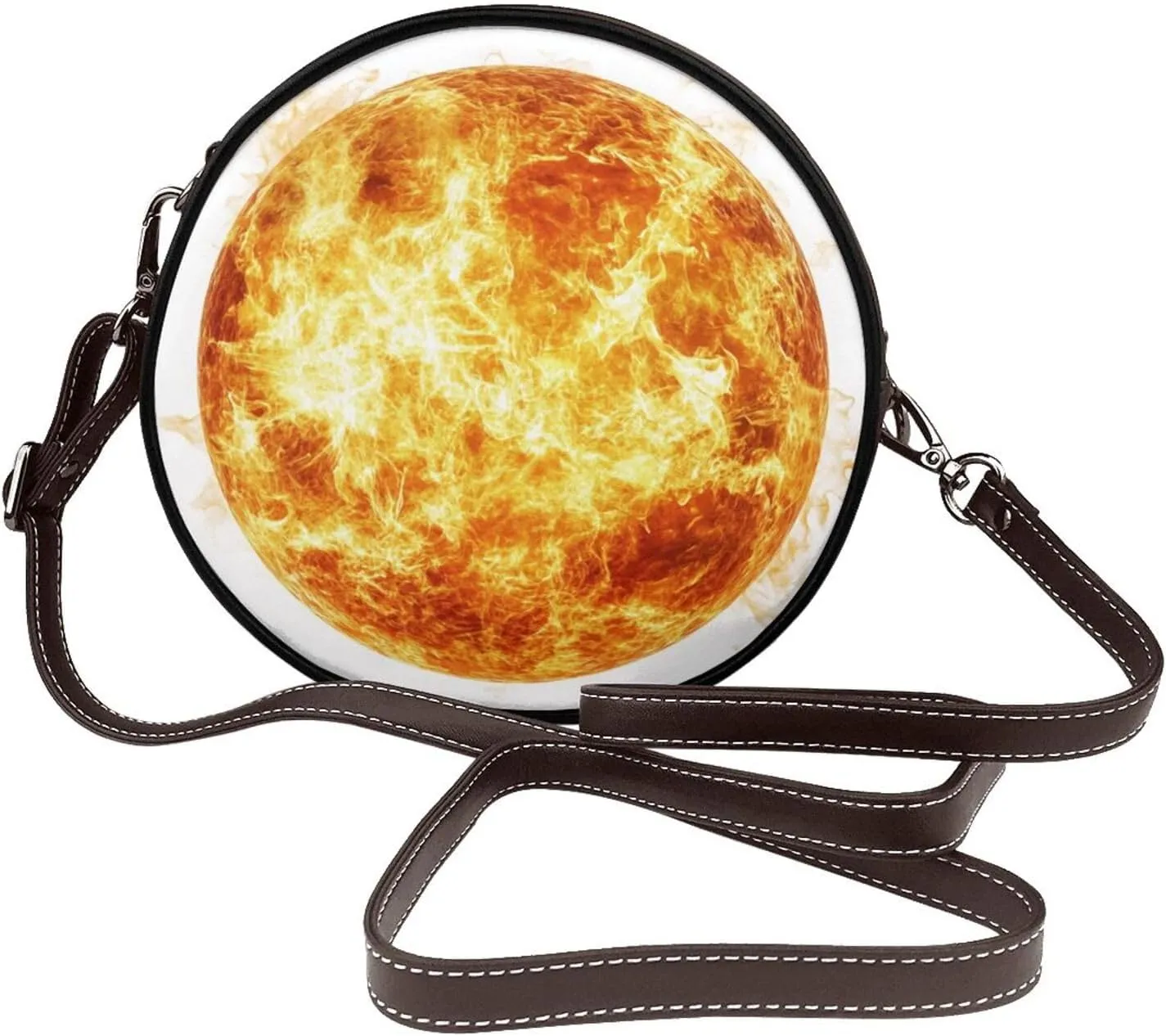 Bright Radiant Sun Women Round Crossbody Bags Leather Sling Bag Purse