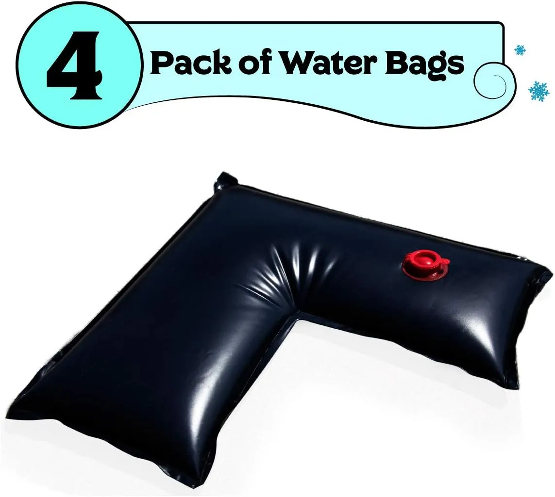 Buffalo Blizzard Black 2-Foot by 2-Foot Long Corner Water Bag | 4 Pack | 22-Gauge Heavy-Duty Vinyl Material | Secures Winter Cover to Rectangular Swimming Pools