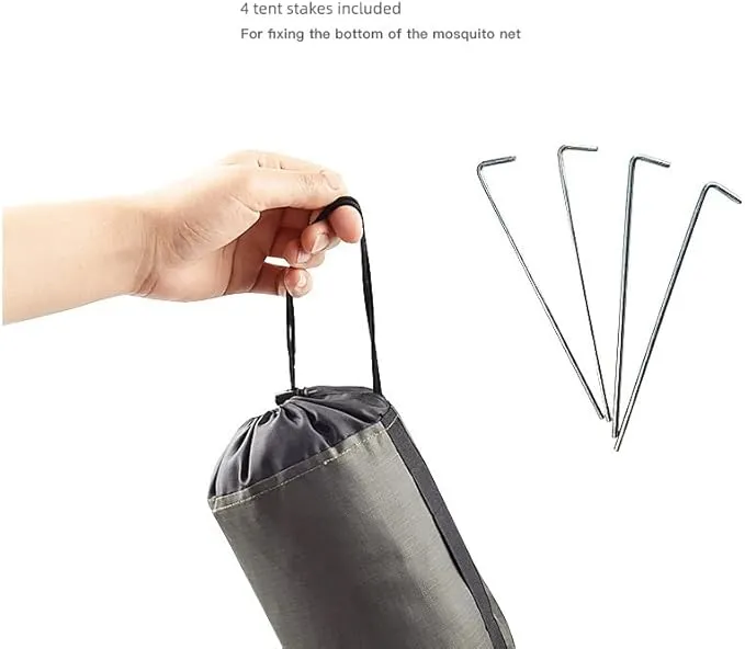 Camping Net with Carry Bag, Mosquito Net Bed Compact and Ultra-Light for Travel, Sleeping Bags, Tent Camping Canopy, Tent Pegs Attached, Without Sleeping Mat