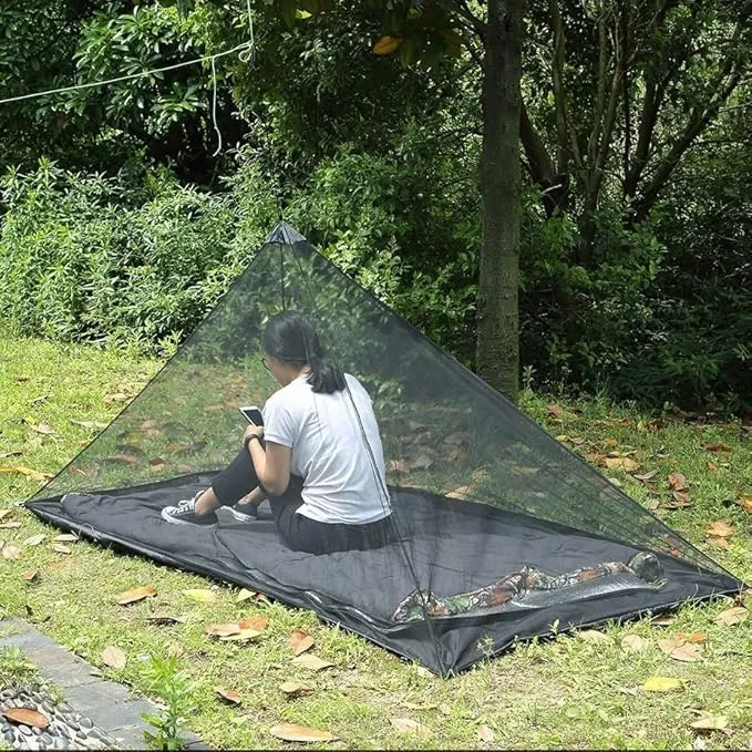 Camping Net with Carry Bag, Mosquito Net Bed Compact and Ultra-Light for Travel, Sleeping Bags, Tent Camping Canopy, Tent Pegs Attached, Without Sleeping Mat