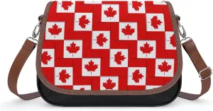 Canadian Canada Flag Cute Crossbody Purses for Women Leather Shoulder Bag Adjustable Shoulder Strap Handbag