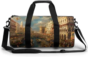 Canalettos Bucentaur's Return Venice Italy Lightweight Gym Bag for Men Women Travel Duffel Bag Sports Workout Bag with Adjustable Strap
